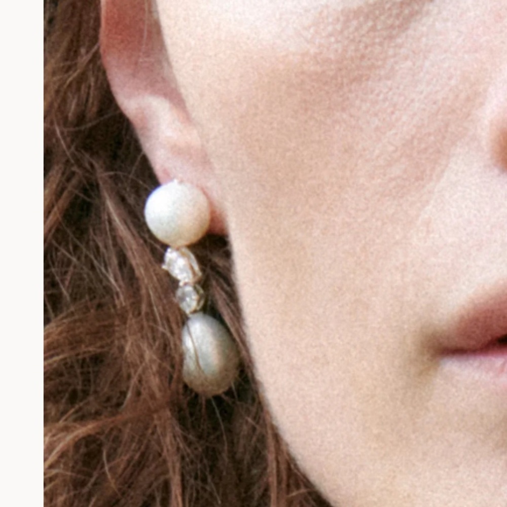 Pearl and Zirconia bridal earrings - Picture 2 of 7